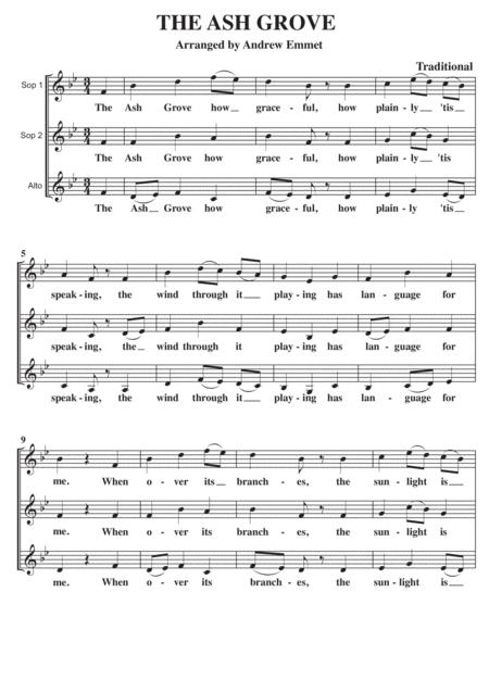 Free Sheet Music The Ash Grove A Cappella Ssa