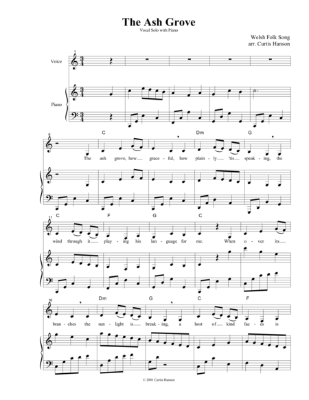 The Ash Grove Key Of C Sheet Music