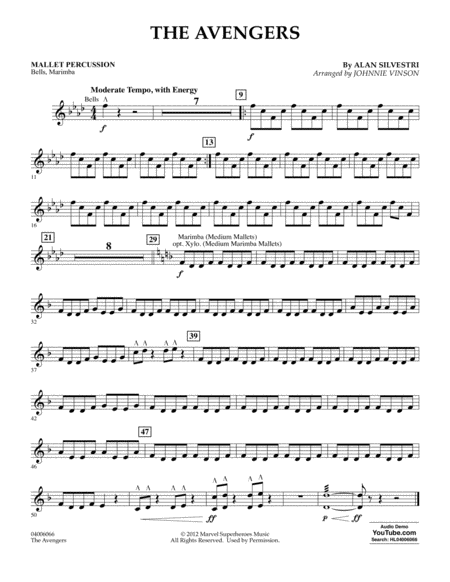 Free Sheet Music The Avengers Arr Johnnie Vinson Mallet Percussion