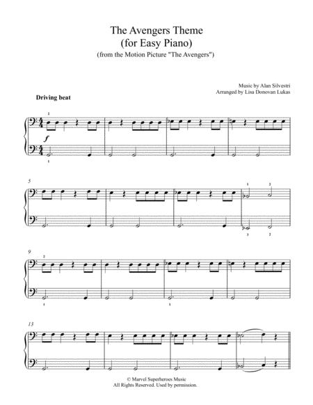 The Avengers Theme For Easy Piano Sheet Music