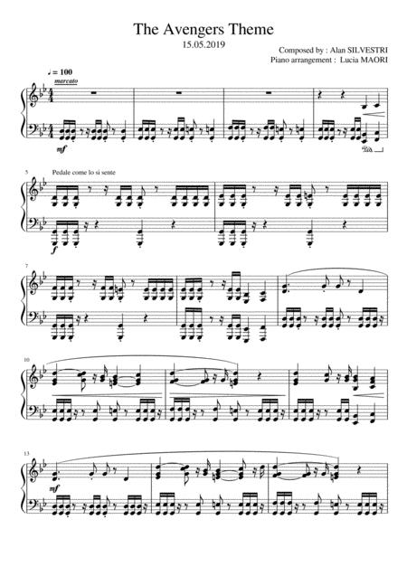 Free Sheet Music The Avengers Theme