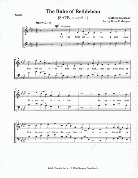 Free Sheet Music The Babe Of Bethlehem