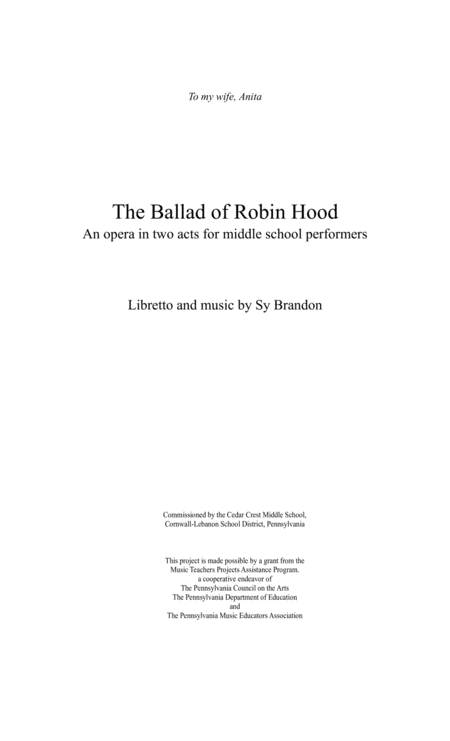 The Ballad Of Robin Hood Full Score And Instrumental Parts Sheet Music