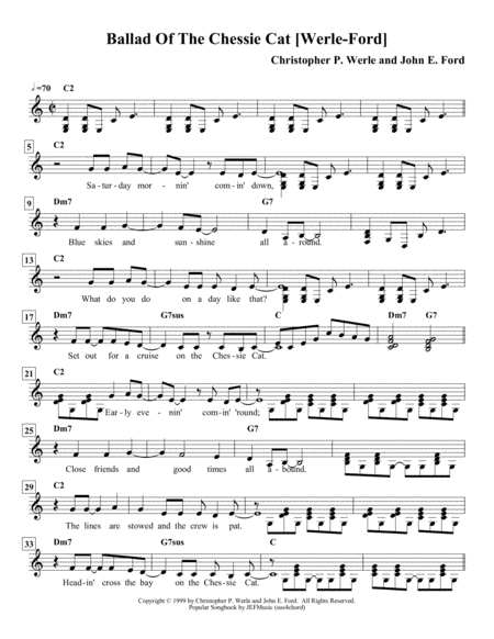 Free Sheet Music The Ballad Of The Chessie Cat