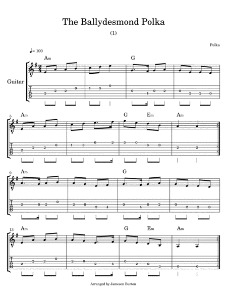 The Ballydesmond Polka For Guitar Sheet Music