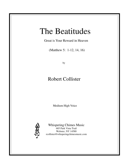 Free Sheet Music The Beatitudes Great Is Your Reward In Heaven Medium High Voice