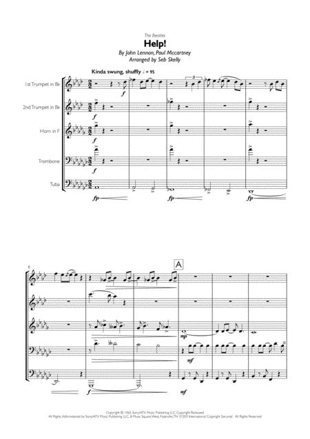 The Beatles Help For Brass Quintet Sheet Music