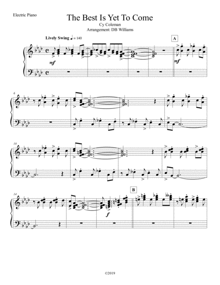 The Best Is Yet To Come Electric Piano Sheet Music