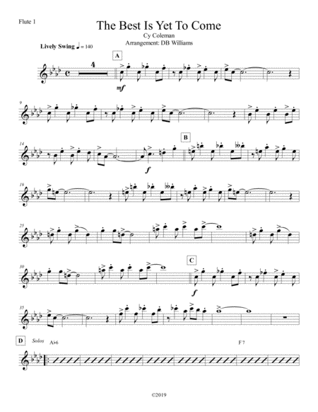 Free Sheet Music The Best Is Yet To Come Flute 1