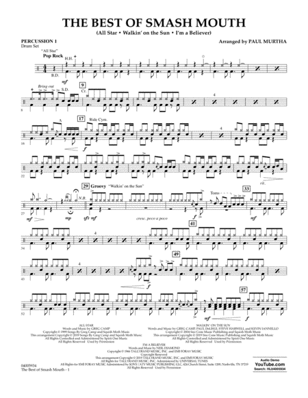 The Best Of Smash Mouth Arr Paul Murtha Percussion 1 Sheet Music