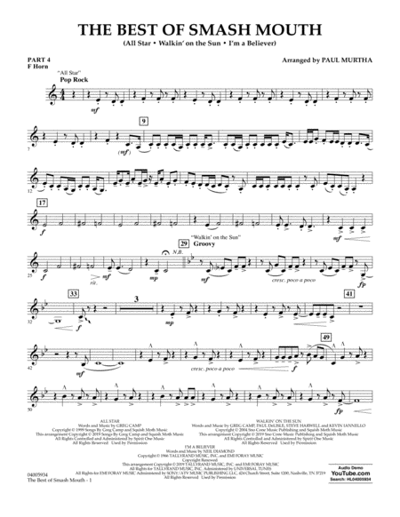 The Best Of Smash Mouth Arr Paul Murtha Pt 4 F Horn Sheet Music