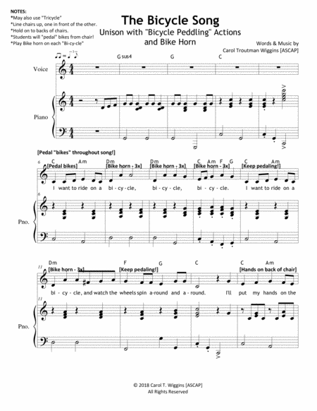 Free Sheet Music The Bicycle Song