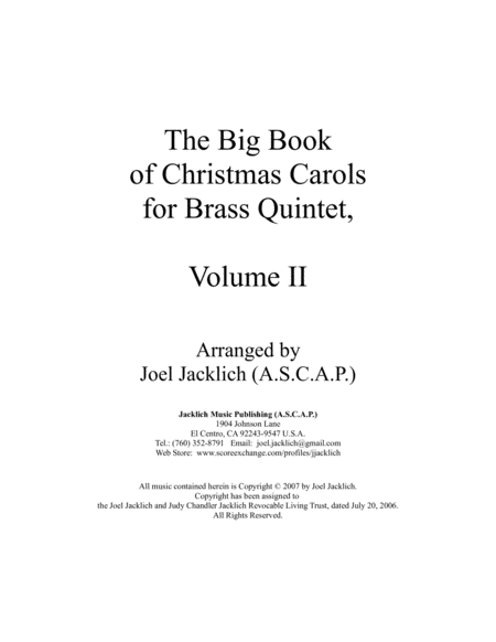 The Big Book Of Christmas Carols For Brass Quintet Vol Ii Sheet Music