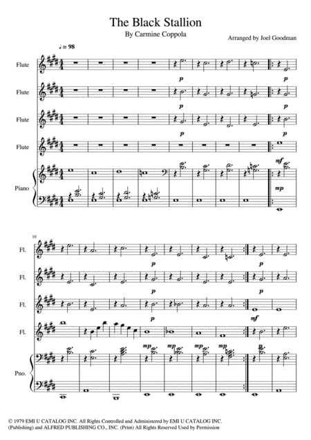 The Black Stallion Flute Choir Or Quartet Sheet Music