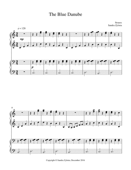 Free Sheet Music The Blue Danube 1 Piano 4 Hand Duet