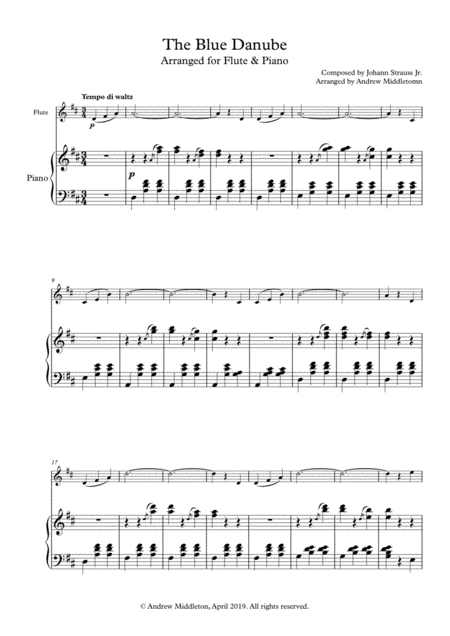 The Blue Danube Arranged For Flute And Piano Sheet Music