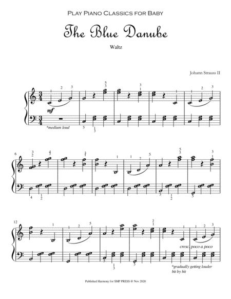 The Blue Danube Play Piano Classics For Baby Piano Solo Grade 2 With Note Names And Finger Numbers Sheet Music