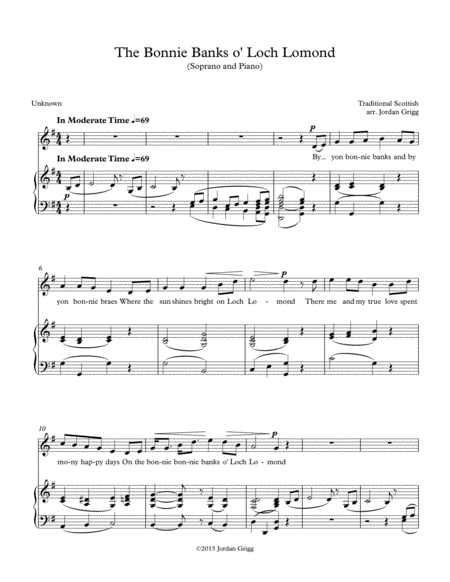 Free Sheet Music The Bonnie Banks O Loch Lomond Soprano And Piano
