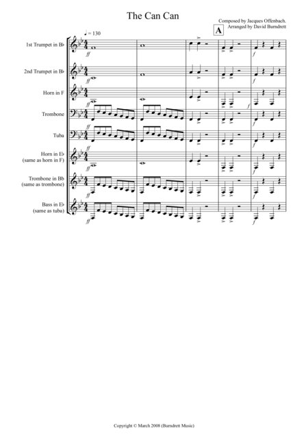 The Can Can For Brass Quintet Sheet Music