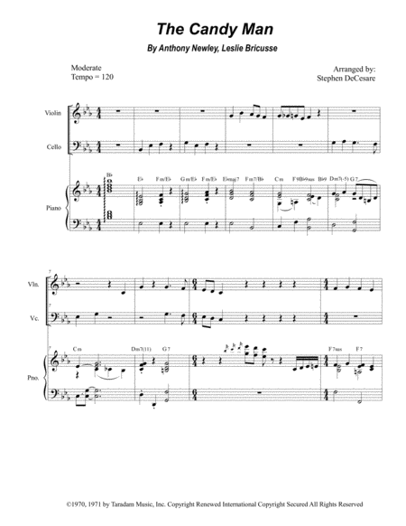 Free Sheet Music The Candy Man Duet For Violin And Cello