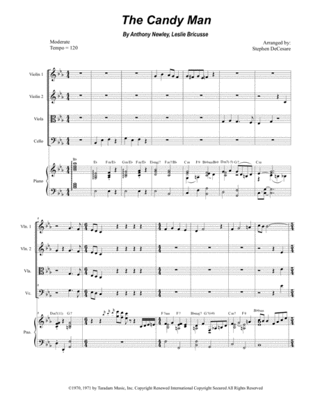 The Candy Man For String Quartet And Piano Sheet Music