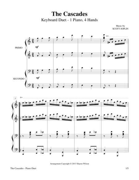 Free Sheet Music The Cascades 1 Piano 4 Hands