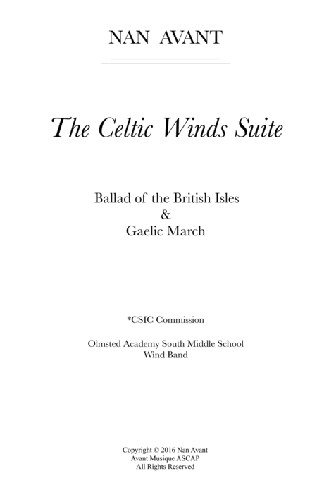 The Celtic Winds Suite For Concert Wind Band Grade 2 Sheet Music