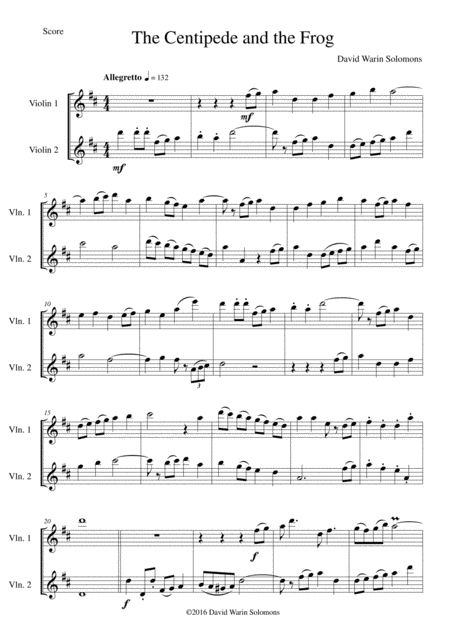 The Centipede And Frog For Violin Duo Sheet Music