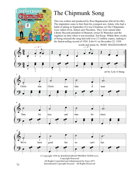 The Chipmunk Christmas Song Sheet Music