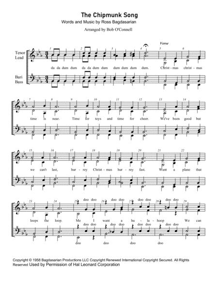 Free Sheet Music The Chipmunk Song Womens Arrangement