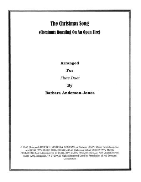 Free Sheet Music The Christmas Song Chestnuts Roasting On An Open Fire Flute Duet