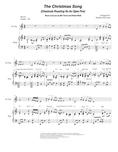 Free Sheet Music The Christmas Song Chestnuts Roasting On An Open Fire Flute Or Violin Solo And Piano