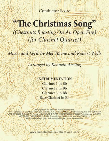 Free Sheet Music The Christmas Song Chestnuts Roasting On An Open Fire For Clarinet Quartet