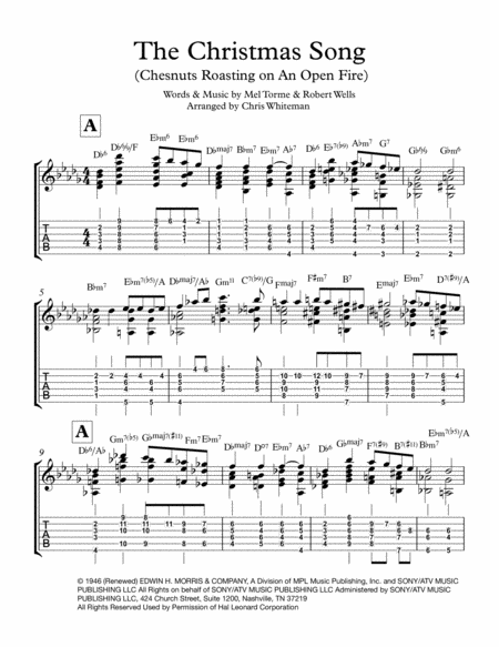 Free Sheet Music The Christmas Song Chestnuts Roasting On An Open Fire Jazz Guitar Chord Melody