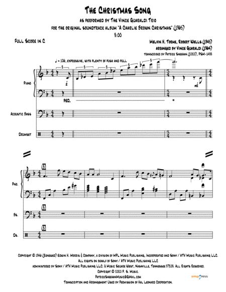 Free Sheet Music The Christmas Song Vince Guaraldi Trio Full Score Set Of Parts