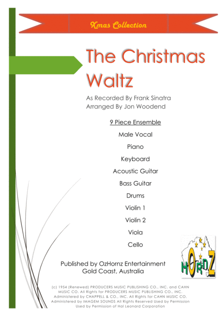 The Christmas Waltz Male Vocal String Quartet 5 Rhythm Sheet Music