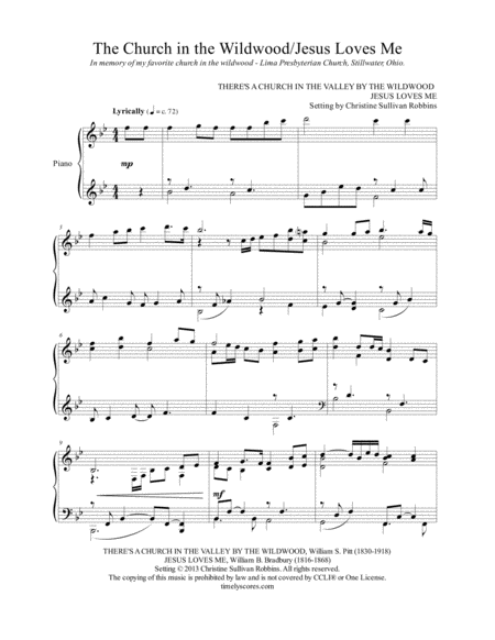 The Church In The Wildwood Jesus Loves Me Sheet Music