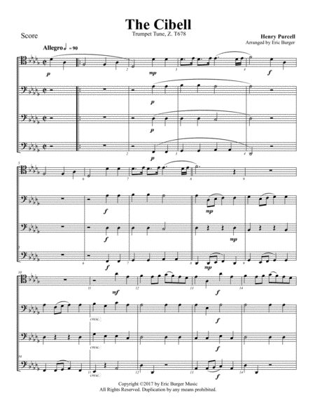 The Cibell Trumpet Voluntary For Trombone Or Low Brass Quartet Sheet Music