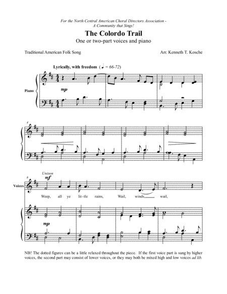 Free Sheet Music The Colorado Trail