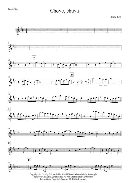 Free Sheet Music The Constant Rain Chove Chuva Tenor Sax