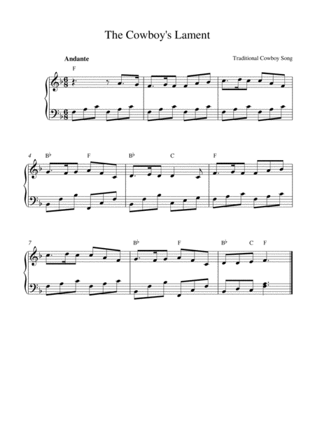 The Cowboys Lament Sheet Music