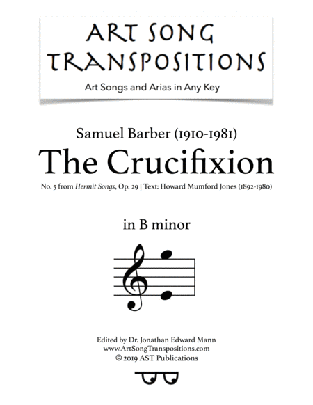 The Crucifixion Op 29 No 5 B Minor Sheet Music