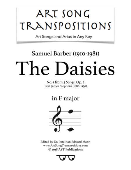 The Daisies Op 2 No 1 F Major Sheet Music