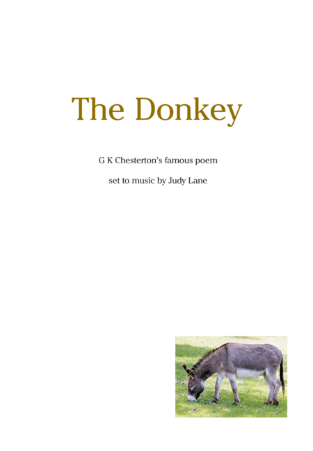 Free Sheet Music The Donkey Famous Poem Set To Music For Children Appropriate For Easter