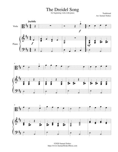 Free Sheet Music The Dreidel Song I Have A Little Dreidel For Beginning Viola With Optional Piano Accompaniment