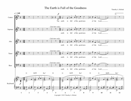 Free Sheet Music The Earth Is Full Of The Goodness Of The Lord