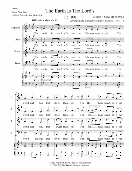 The Earth Is The Lord S Sheet Music