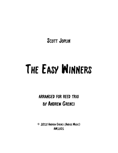 The Easy Winners For Reed Trio Sheet Music