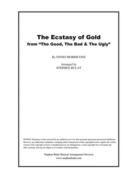 Free Sheet Music The Ecstasy Of Gold From The Good The Bad And The Ugly Lead Sheet Key Of Am