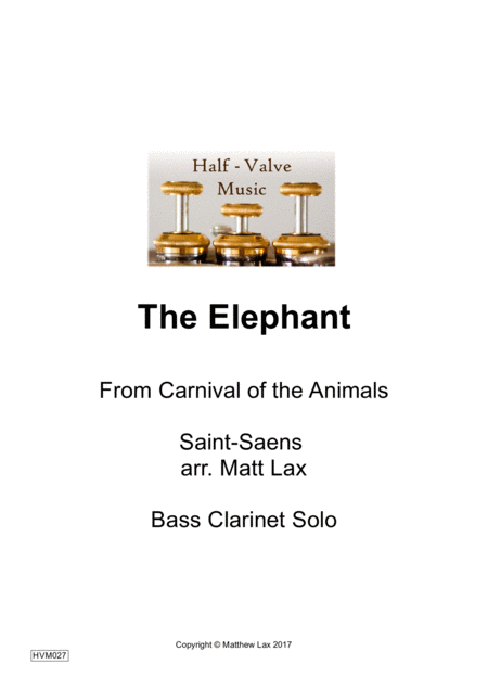 The Elephant From The Carnival Of The Animals Bass Clarinet And Piano Sheet Music